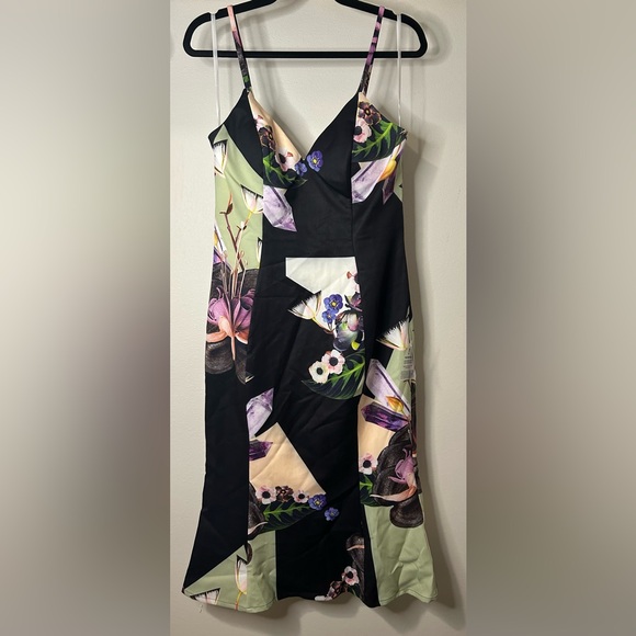 NWT BARIANO AUSTRALIA BLACK PRINT DRESS SIZE LARGE (US10) - Picture 1 of 9